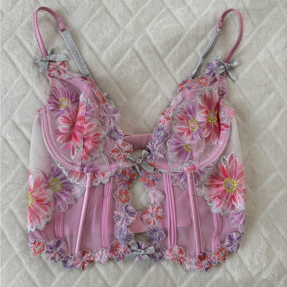 For Love And Lemons Embroidered Underwire Bustier
